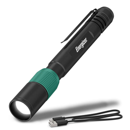 Linterna de Bolígrafo Energizer X-400 Recargable, Lápiz de Luz Brillante Resistente al Agua IPX4, Ligera y Duradera, Linterna Recargable, Cable de Carga USB Incluido