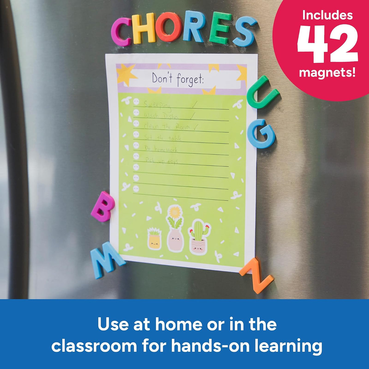 Educational Insights Multicolored Uppercase AlphaMagnets. Juego de 42 Letras mayúsculas: Perfecto para la Escuela en el hogar y el Aula, a Partir de 3 años
