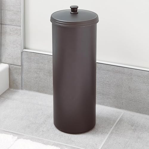 InterDesign Kent Portarrollos con tapa, compacto porta rollos de papel higiénico de pie para el baño fabricado en plástico, bronce