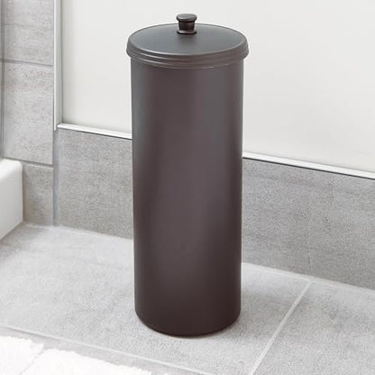 InterDesign Kent Portarrollos con tapa, compacto porta rollos de papel higiénico de pie para el baño fabricado en plástico, bronce