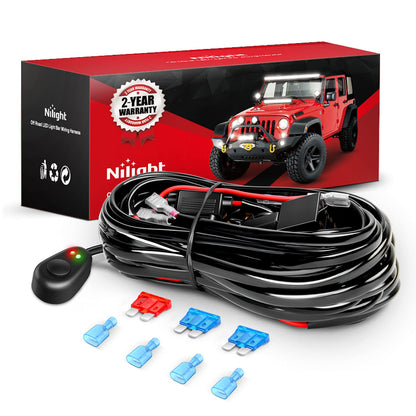 Nilight Kit de Arnés de Cableado para Barra de Luces LED 12V - 16AWG Wiring Harness Kit