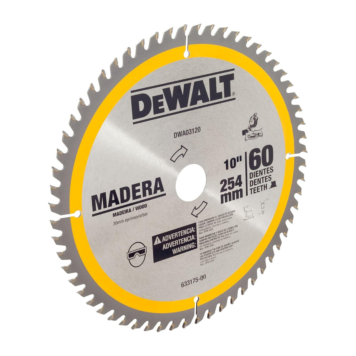 DEWALT Disco para Sierra Circular 10" (254mm), 60 Dientes, DWA03120