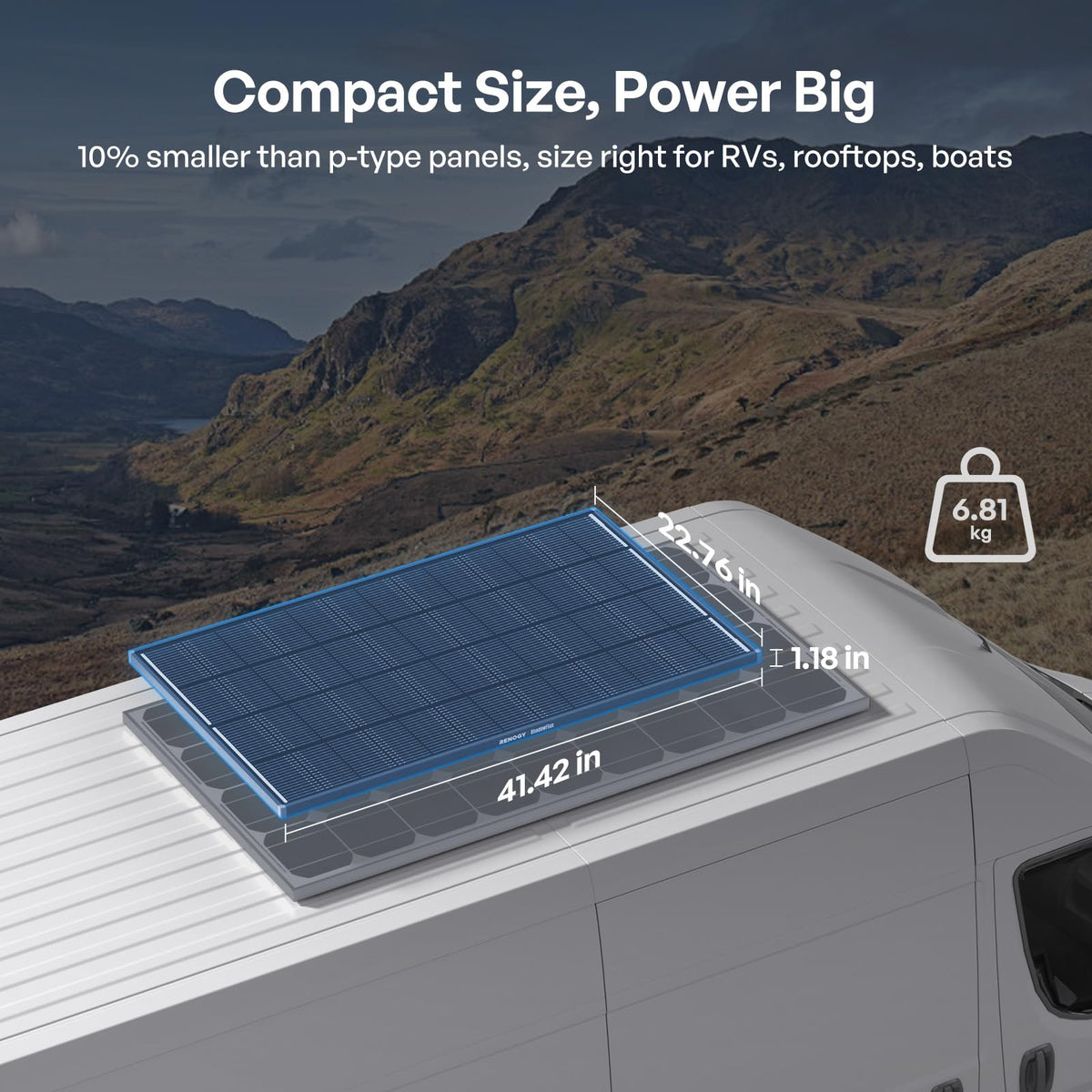 Renogy ShadowFlux Panel solar de 120 W, tipo N 25% de alta eficiencia | Panel solar de 120 W para casa rodante, optimizado para sombreado parcial de árboles, techos, edificios, hojas y nieve