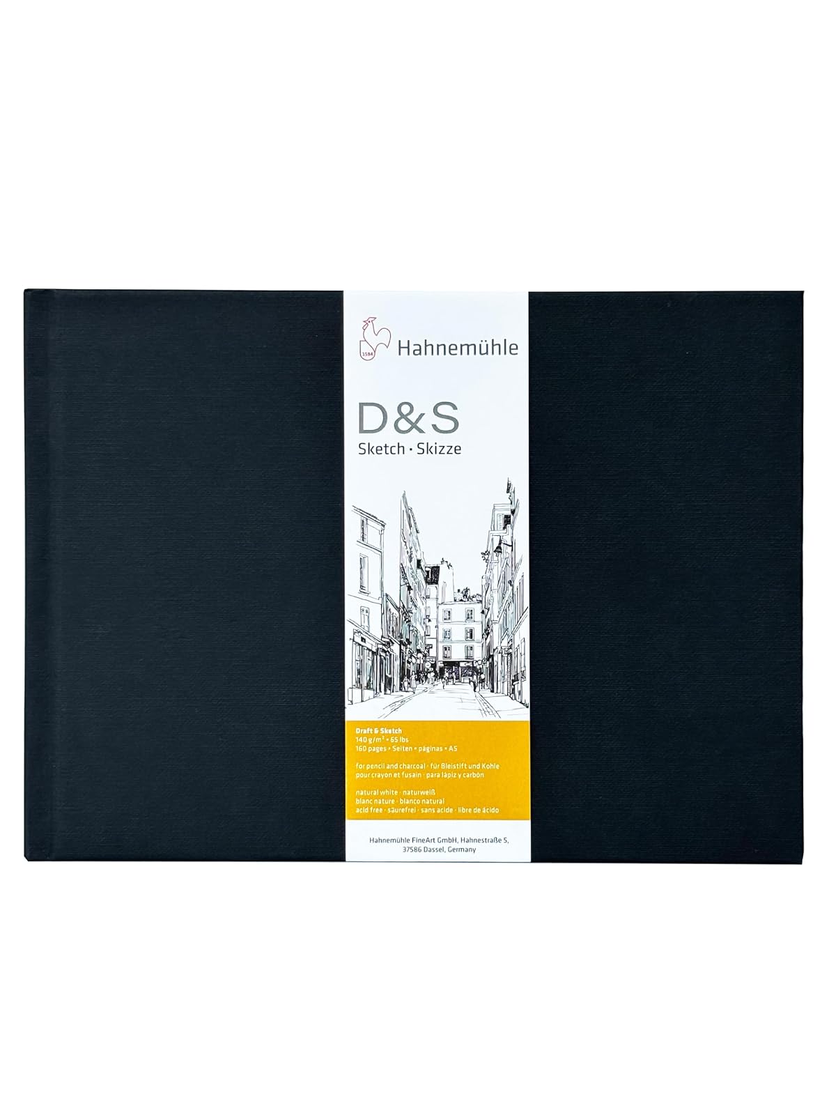 Hahnemühle Libreta D&S 20668 Sketch Black 140 Gms, Din A5 Paisaje con 80 Hojas 14.8 X 21 cm
