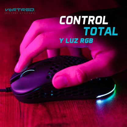 PERFECTCHOICE Mouse Gamer Ultraligero Anti-sudoración 12800 dpi Litebee VORTRED