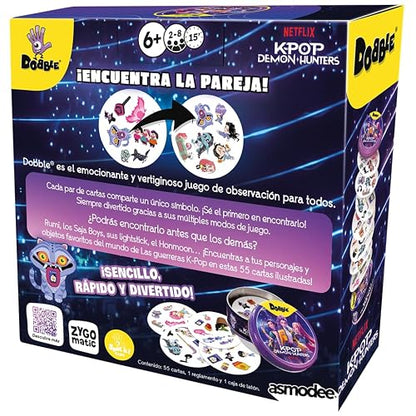 DOBBLE Spot IT K Pop Demon Hunters, Juego de Cartas, Edición Temática K-Pop