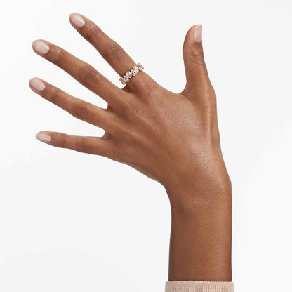 Swarovski Anillo Matrix Vittore, Talla pera, Blanco, Acabado tono oro rosa