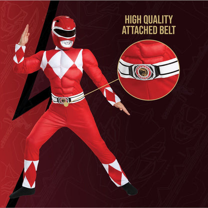 Disguise Red Ranger - Disfraz clásico para niño, rojo, mediano/(7-8)