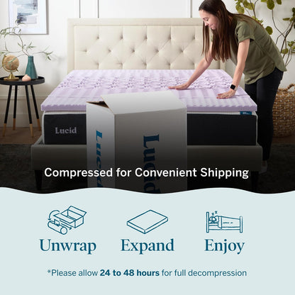 Lucid - Colchoneta de Memory Foam con Infusión de Lavanda - Sobrecolchón de 5 Zonas de 5 cm - Topper para Colchón - Sensación Suave y Acolchada - Alivia Puntos de Presión - California King