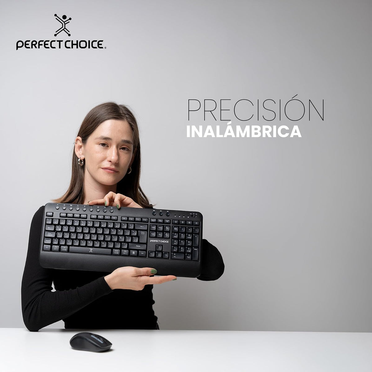 PERFECTCHOICE Kit de Teclado y Mouse Inalámbrico Bluetooth Teclas Multimedia 2.4GHz PC-201434 Keyvance