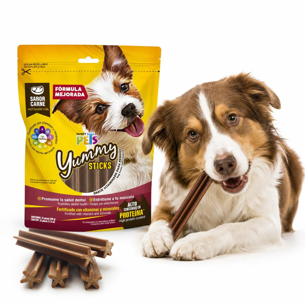 Fancy Pets Yummy Sticks Premios para Perro Sabor Carne - 25 Unidad (Paquete de 1)