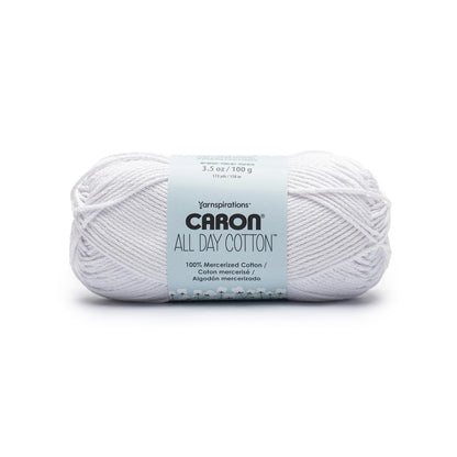 Caron All Day Cotton - Paquete de 3 unidades de 173 yardas/3.5 onzas, camisa blanca, 100% algodón mercerizado