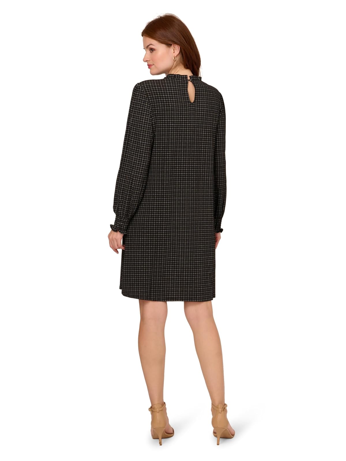 Adrianna Papell Vestido de Punto con Cuello Fruncido Estampado Vestido Mujer