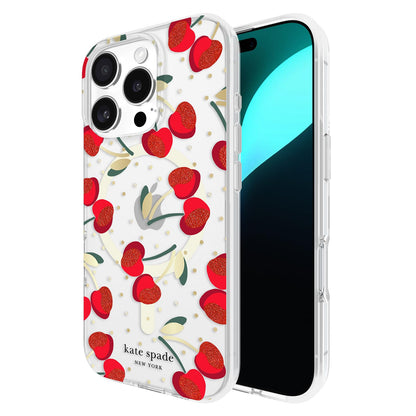 Kate Spade New York Funda para iPhone 16 Pro, Compatible con MagSafe - Cherry Dot Gems