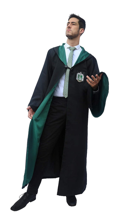 Capa Original de Harry Potter de Slytherin Color Verde con Licencia de Warner Brothers, Accesorio para Disfraz de Mago Hechicero Ideal para Fiestas de Disfraces, Halloween, Cosplay