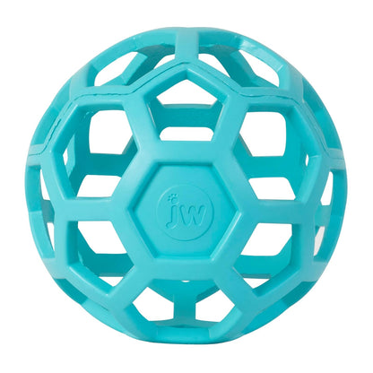 JW Pet HOL-EE Roller™, Bola de Rompecabezas de Juguete para Perro, Hule Natural, Grande (5.5 Pulgadas de diámetro), Azul