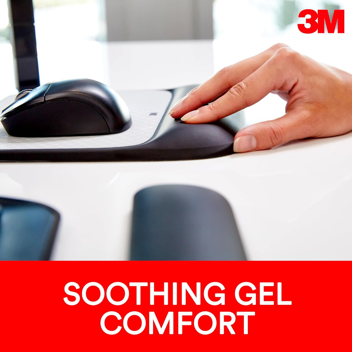 3M Precise Mouse Pad with Gel Wrist Rest, Soothing 3M Gel Technology and Satin Smooth Cover for All Day Comfort, Optical Mouse Performance and Battery Saving Design, Interlace (MW85B)