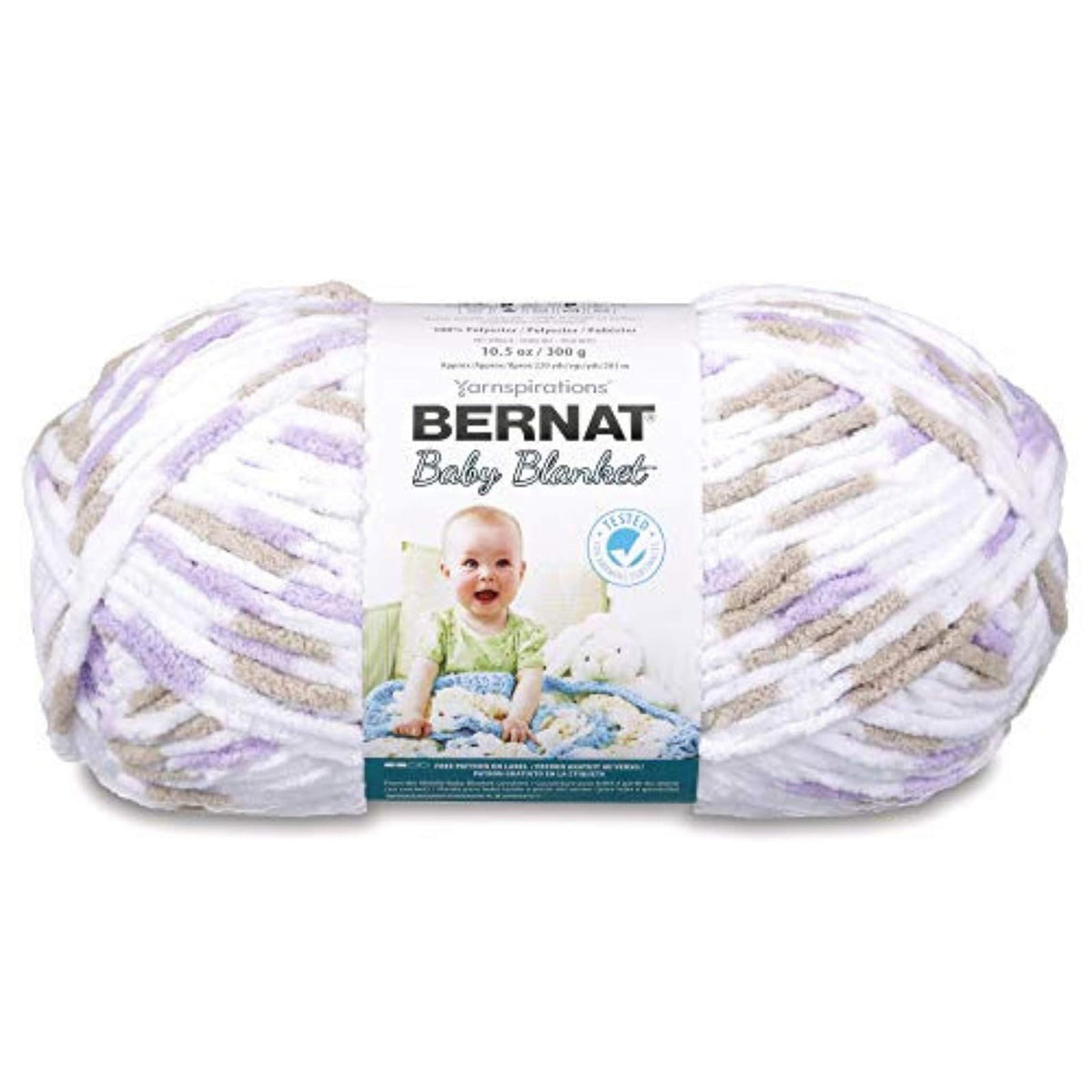 Bernat Baby Blanket Yarn, 10.5 oz, Super Bulky 6 Gauge - Lilac Dove - Single Ball Machine Wash & Dry