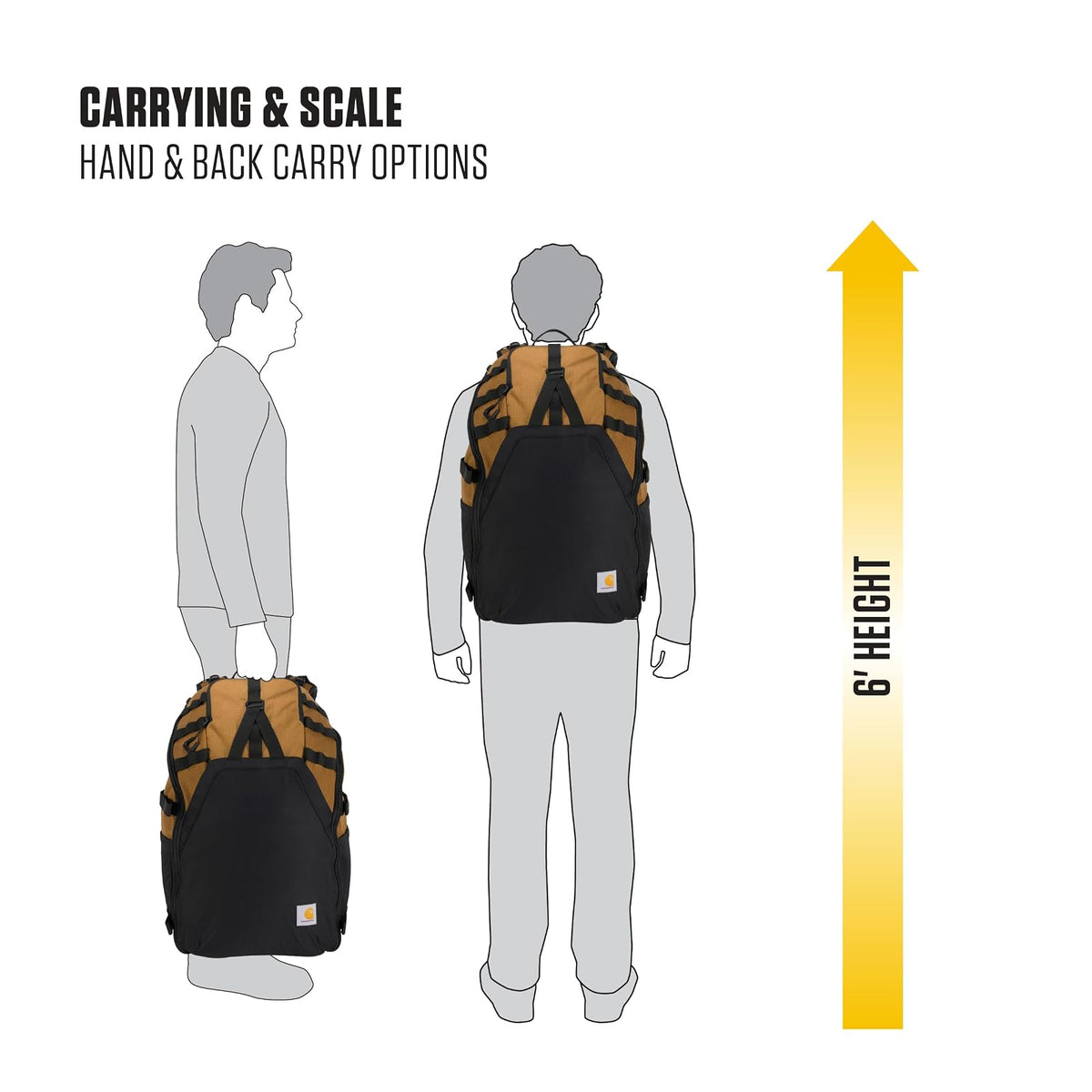 Carhartt 45l Nylon Internal Frame Hiking Backpack, Durable Pack With 15" Laptop Sleeve Mochila de senderismo de nailon 45L Unisex adulto