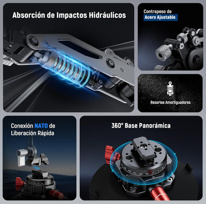 NEEWER GA022 Soporte Ventosa Al Vacío para Cámara Acción Automóvil con Brazo | Riel NATO, para DJI Osmo Pocket 3 4 Xtra Muse, Action 5 Pro 6, Insta360 Luna Ultra X5 X4, Adaptador Soporte GoPro Hero13