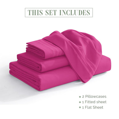 Juego de ropa de cama Elegant Comfort, bolsillo profundo de hasta 16 pulgadas, Moderno, Hot Pink, Doble, 1