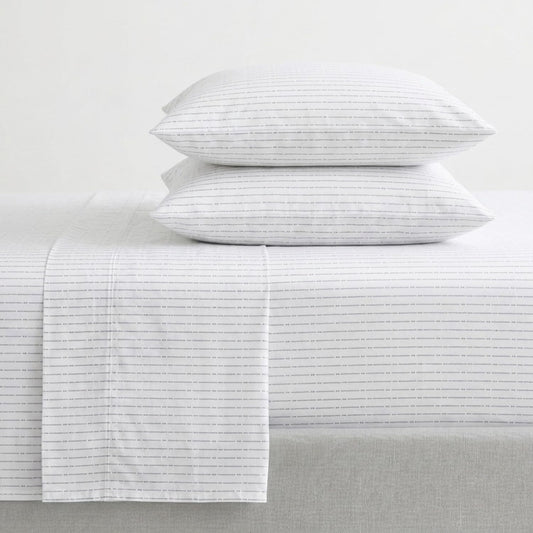 Nautica - Juego de sábanas matrimoniales, algodón percal Juego de Ropa de Cama Casual (línea boya Gris, matrimonial)