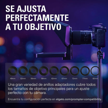 Elgato Prompter - Teleprompter con Pantalla integrada para Youtube, Twitch, Zoom, MS Teams y más, Compatible con DSLR/Webcam/Smartphone, Pantalla de Monitor de Arrastrar y soltar, Funciona con Mac/PC
