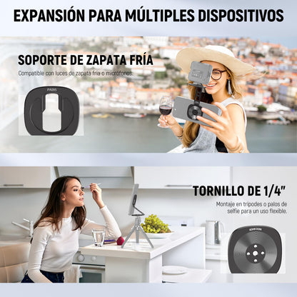 NEEWER - Soporte magnético Doble para teléfono Celular, Soporte de trípode con Rosca de 1/4 Pulgadas y Soporte para Zapato fría, Compatible con MagSafe iPhone, Samsung Android para grabación de Video