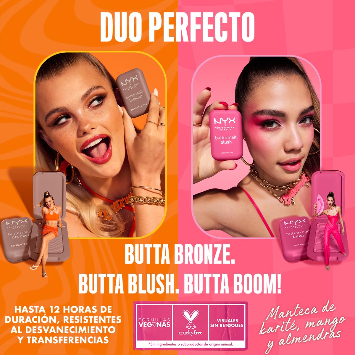 NYX Professional Makeup Buttermelt Bronzer, bronceador cremoso en polvo con alta pigmentación, fórmula vegana, acabado natural con duración hasta por 12H, 5g – Tono Butta Off (Café mocca)
