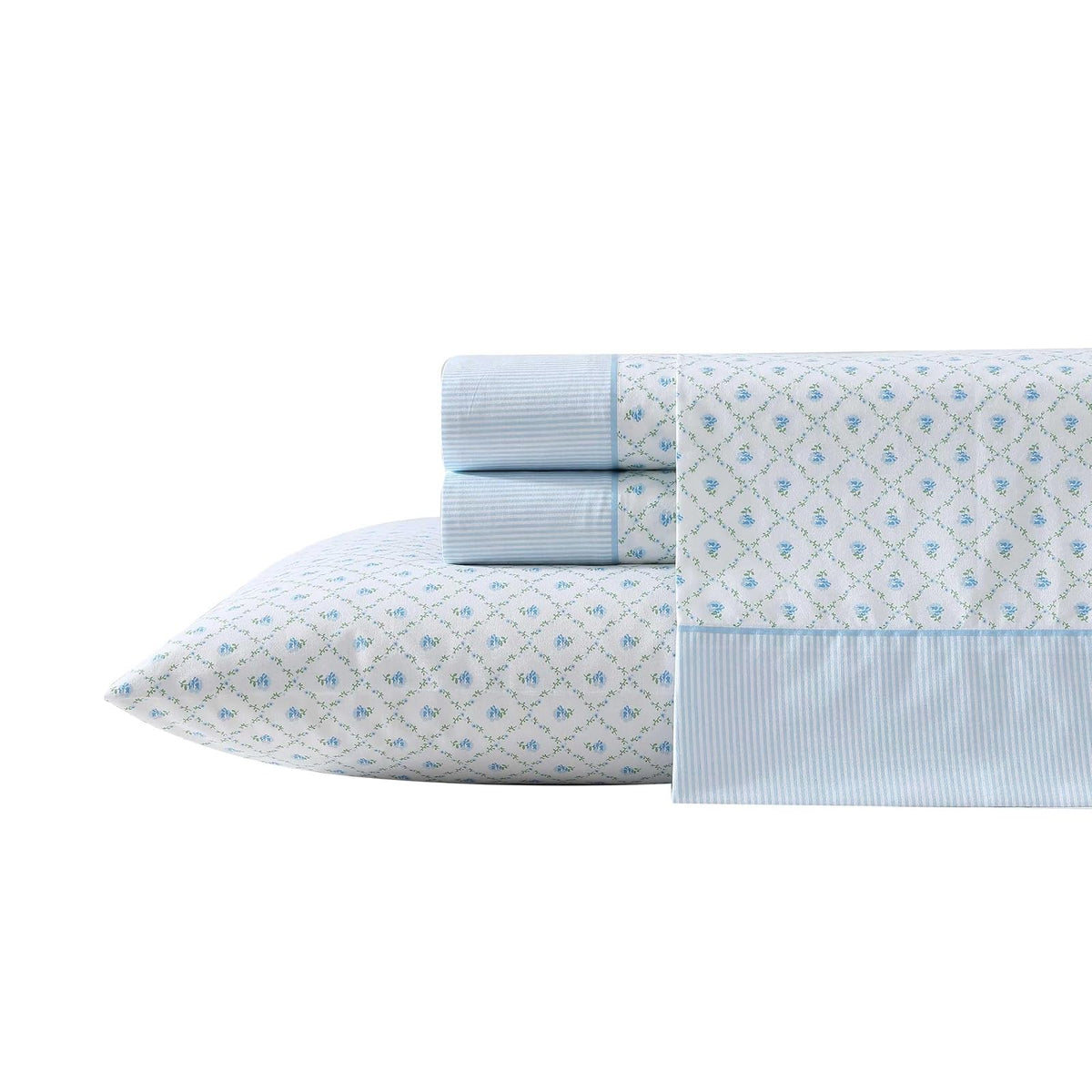 Laura Ashley Juego de Sábanas de Percal Floral Rosa, King - Individual - Kate Blue