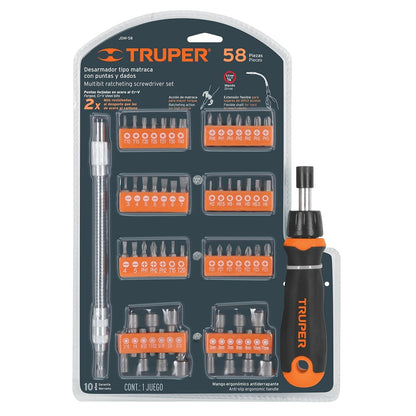 Truper JDM-58, Desarmador tipo matraca con 42 puntas y 14 dados