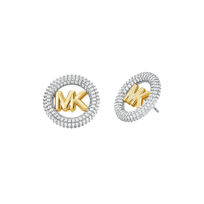 Aretes de botón medianos de Michael Kors para mujer con logotipo y cristales, MKJ8548931