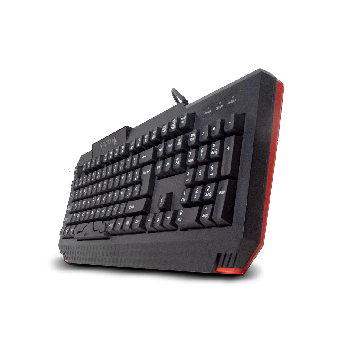 Necnon NGK-Minotaur Teclado con Iluminación LED RGB - Membrana - Sin Bloqueo de Desplazamiento - Resistente a Salpicaduras - Negro Rojo