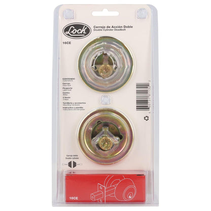 Lock 16CE Cerrojo Tubular Doble Acabado, Latón Brillante