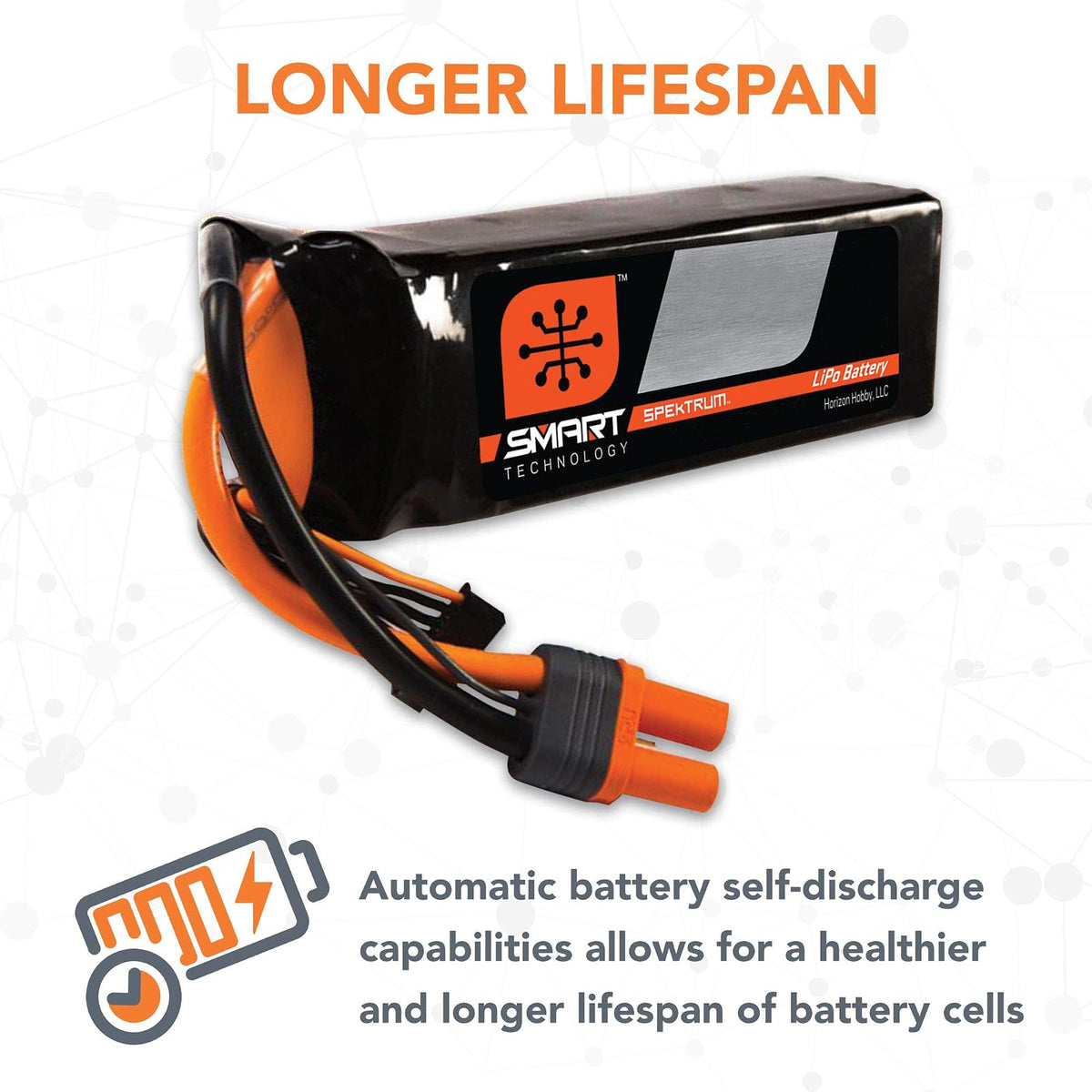 Spektrum Smart RC LiPo Battery Pack: 2200mAh 4S 14.8V 30C con Conector IC3 (Compatible con EC3), SPMX22004S30, Negro