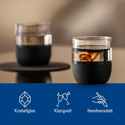 Villeroy & Boch - Manufacture Rock Juego de vasos de chupito y vaso de chupito, 4 unidades, vidrio con base negra mate, capacidad 40 ml