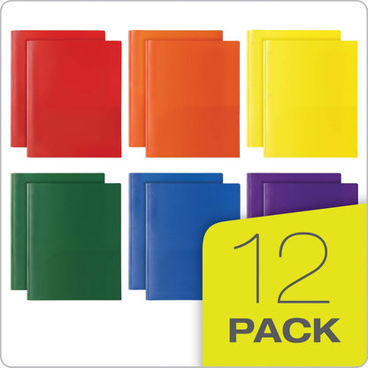 Oxford - Carpetas de 2 bolsillos con sujetadores, carpetas de plástico resistentes, tamaño carta, Asstd. Colores (azul, verde, amarillo, naranja, rojo, morado, paquete de 12 unidades (13188)