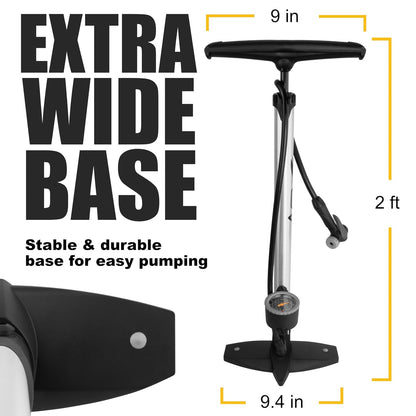 BV - Bomba de Acero Duradera para Bicicleta, Cabeza de válvula Inteligente de 17/24 Pulgadas, 160 PSI, Reversible automáticamente Presta y Schrader
