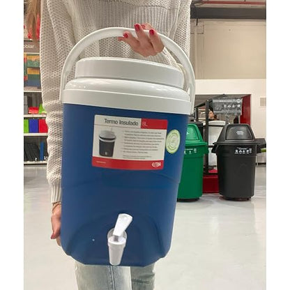 Estra Termo Térmico 8 Litros con Grifo Dispensador Antigoteo | Jarra para Agua, Café, Té y Jugos, Apto para Bebidas Frías y Calientes | Eventos, Oficina, Obra y Camping | Libre de BPA, Gris