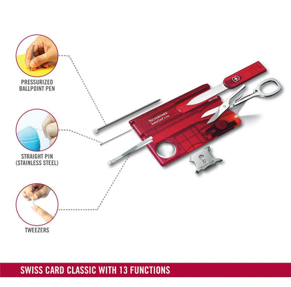 Victorinox Swiss Card Lite con 13 Usos, carbón transparente