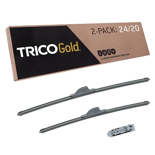 TRICO Gold™ 24 + 20 pulgadas Paquete de 2 Limpiaparabrisas de Repuesto para Vehículo (18-2420) Visibilidad Superior en Carretera con Fácil Instalación Todo Clima Súper Premium