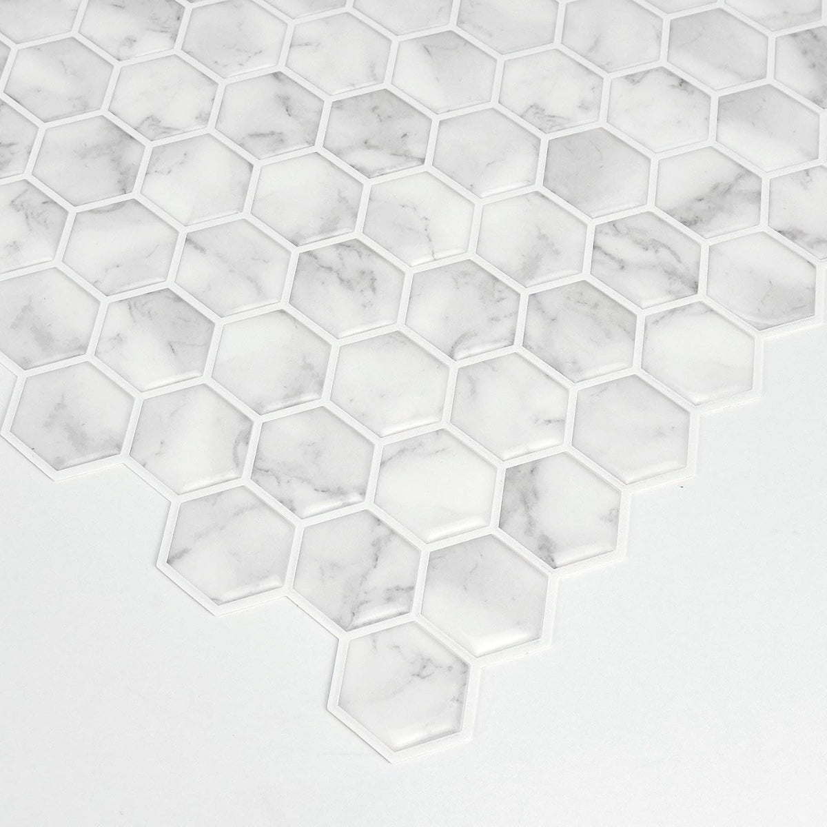 In Home InHome NH2359 - Azulejos hexagonales para salpicaduras, color blanco y blanco