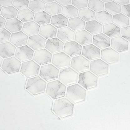 In Home InHome NH2359 - Azulejos hexagonales para salpicaduras, color blanco y blanco