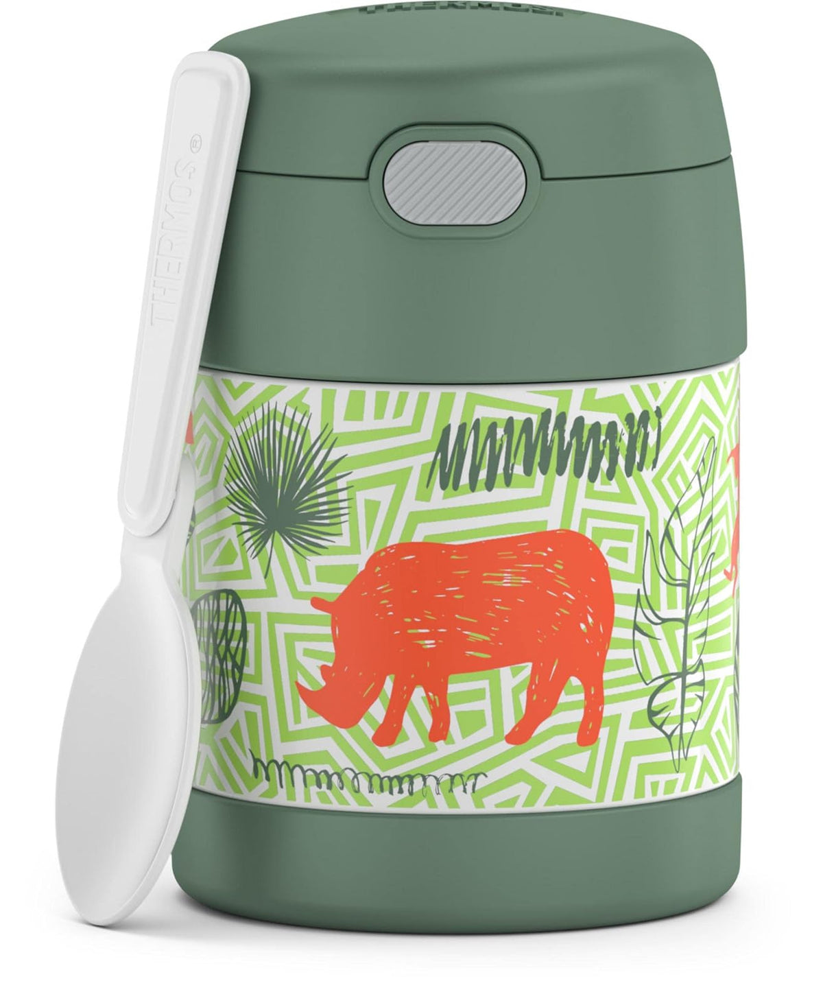 Thermos FUNTAINER Frasco Aislado con Cuchara Diseño Minnie, 10 oz - Jungle Kingdom - 10 onzas (295.73ml)