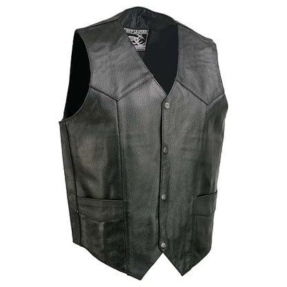 Event Biker - Chaleco de Cuero para Hombre “Promo, Basic”, Negro, XS