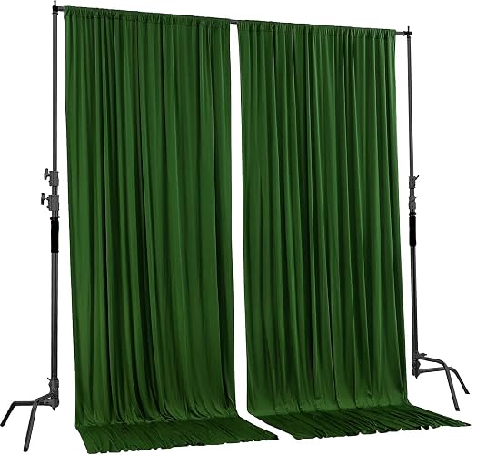 AK Trading CO. Cortinas de telón de Fondo de poliéster Verde Valle de 10 x 10 pies, Paneles con Bolsillos para Barra, decoración de Ventana de Boda, Ceremonia de Fiesta, hogar