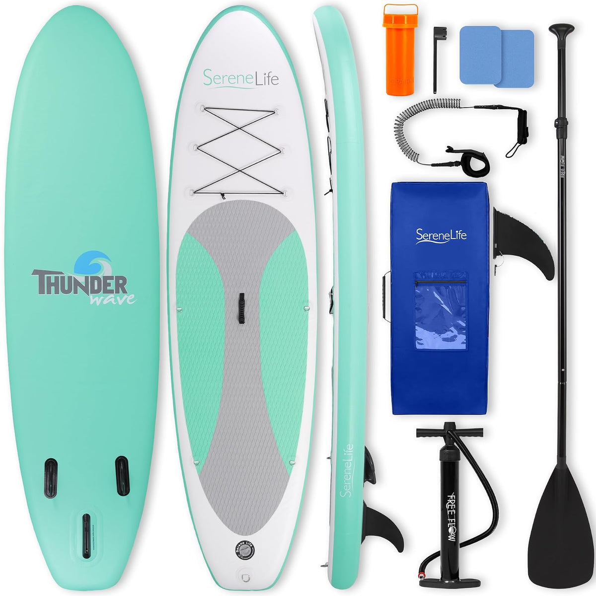 SereneLife Tabla Paddle Surf Inflable con Accesorios y Bolsa - Verde