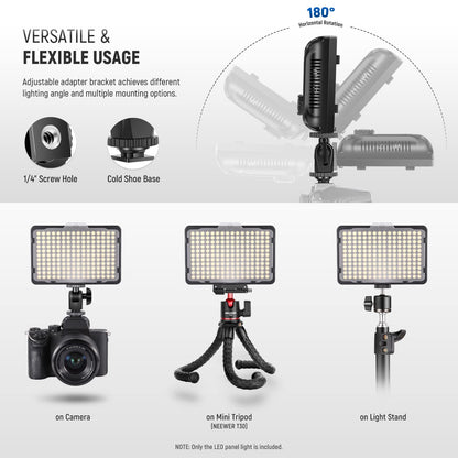 NEEWER on Camara Luz de Video Foto Regulable 176 LED Panel con 1/4" Rosca | Compatible con Nikon Sony y Other DSLR Camaras, 5600K (Bateria Not Included)