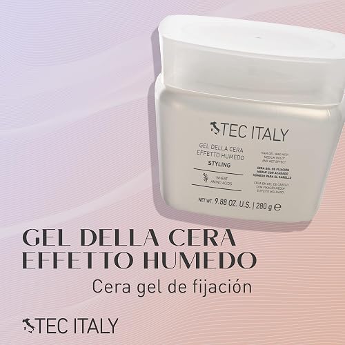 TEC ITALY Gel Della Cera Efecto Húmedo 280 g – Gel Fijación Media Cabello, Acabado Húmedo, Estiliza y Acondiciona, Para Todo Tipo de Cabello, Con Aminoácidos