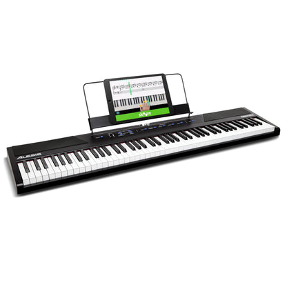 Alesis Recital - Piano Eléctrico digital con teclado de 88 Teclas Semi-contrapesadas full size, altavoces integrados y 5 voces premium